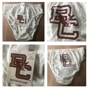 vtg y2k Boston College Eagles Underwear Panties Sz 7 NWT Cotton LOGO Cream - Picture 1 of 10