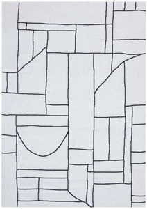 Charlotte Contemporary Shapes Ivory Modern Floor Rug - 4 Sizes - Picture 1 of 10
