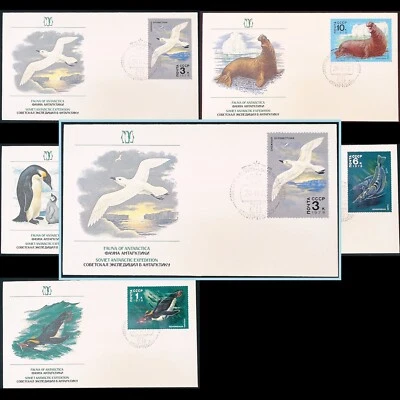 1978 Soviet Antarctic Expedition FDCs - Complete Set of 5 - Fauna of Antarctica - Image 1 of 4