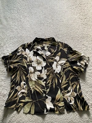 Caribbean Joe Mujer Mezcla Seda Floral Manga Corta Camisa Abotonada Pequeña PXL Foto 1 de 4