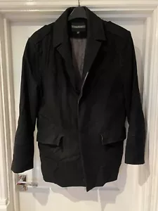 RIVER ISLAND MEN BLACK WOOL WINTER OUTDOOR COAT SIZE L - Picture 1 of 4