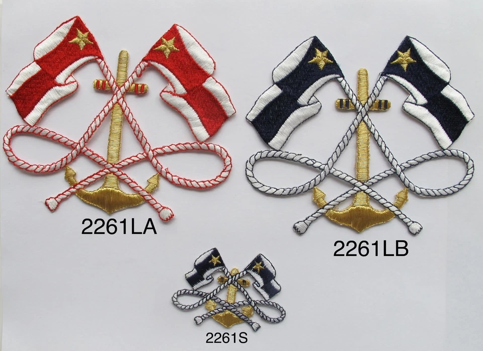 #2261 Red,Blue Marine,Nautical Anchor,Flag Embroidery Applique Patch-L,S - Image 1 of 1