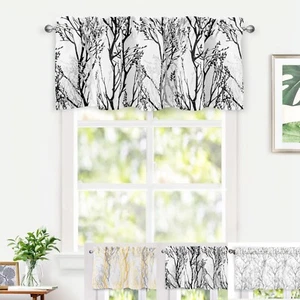 52'' Tree Branch Ink Printed Valance Curtain Lined Thermal Kitchen Windows Darpe - Picture 1 of 35