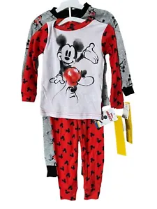 Disney Junior Mickey Mouse 4 Piece Pajama Set 3T Long Sleeves Unisex PJ'S  - Picture 1 of 2