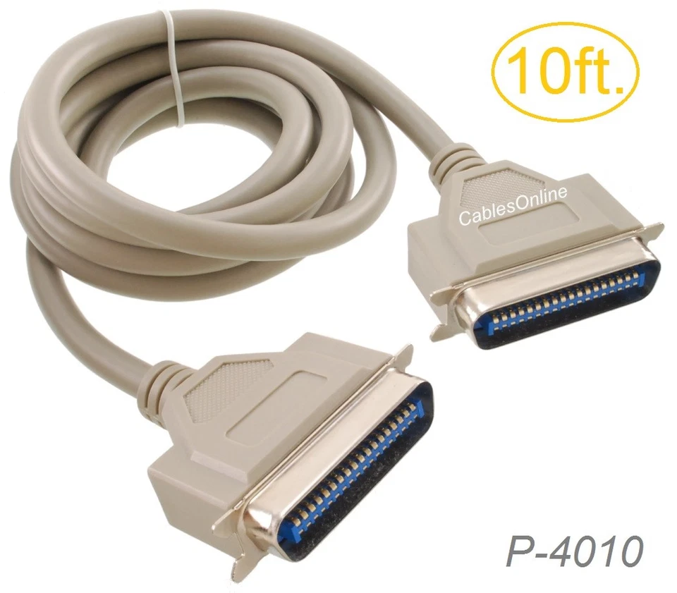 10ft CN36 Centronics Male to Male 36-Conductor Printer Cable, P-4010 - Image 1 of 3
