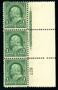 USAstamps Unused FVF US Serie of 1898 Issue Plate # Strip Scott 279 OG MNH - Picture 1 of 2