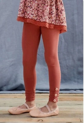 NWT MATILDA JANE 10 Just Imagine SLOAN GIRLS BUTTON LEGGINGS Coral Orange Rust - Image 1 of 4