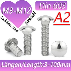 A2 STAINLESS STEEL CUP SQUARE CARRIAGE BOLTS COACHes BOLT M3 M4 M5 M6 M8 M10 M12 - Picture 1 of 82