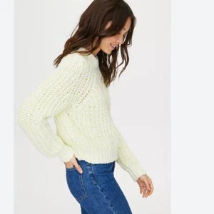 NWOT ARITZIA WILFRED CONFETTI FLUO LIME WHITE MARLED CHENILLE SWEATER - M - Bild 1 von 13