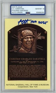 CC Sabathia Signed Gold HOF Plaque Postcard Yellow Autograph PSA 10 Yankees 2025 - Picture 1 of 2