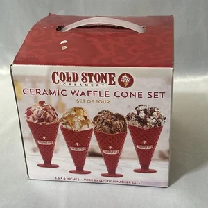 Cold Stone Creamery Keramik Waffeltüten 4er Set breite Basis 3 1/2" x 6" Eis - Bild 1 von 3
