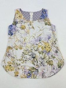CHICO'S Women's Tank Top Reversible 2 in 1 Floral Geometric Lined Size 0 4 6 - Picture 1 of 11