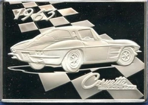 1963 Corvette  Collectable .925 Silver Bar 1.18 ozt TM GM - Picture 1 of 2