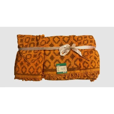  CANNON Bath Towel Set for 4 Vintage Orange Brown in Original Pack - Image 1 of 4