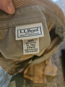 LL Bean 100% Cotton Men's Shirt Classic Brown Herringbone Long Sleeve Polo XLT - Picture 1 of 4