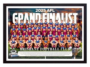 Framed 2025 Brisbane Lions AFL Premiers Football Poster - 84cm x 59cm x 3.5cm - Picture 1 of 3