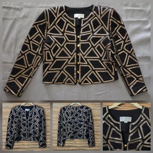 Vintage St. John Evening by Marie grau schwarz gold Pailletten Made USA Jacke 8 - Bild 1 von 22