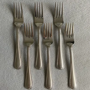 Lenox BEAD Plume Salad Forks 7” Stainless 18/8 Glossy Set of 6 - Picture 1 of 8