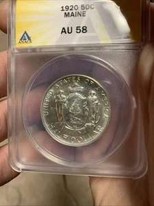 1920 ANACS AU58 Maine Classic Silver Commemorative Half - Picture 1 of 2