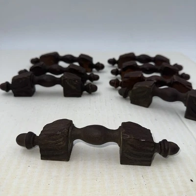 Vintage Hand Carved Dresser handles Wood Drawer Pulls Lot Of 8 Acorn B2C - Image 1 of 4