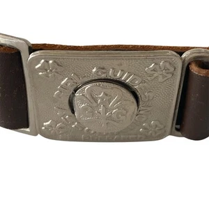 Girl Guides Association Vintage Brown Leather Belt Buckle Be Prepared 30" 77cm - Bild 1 von 8
