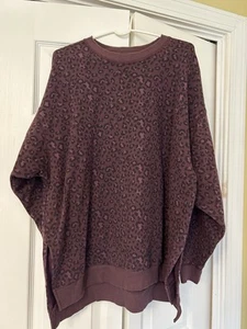American Eagle Ahh-Mazingly Soft Jegging Fit Maroon Purple Leopard Sweatshirt S - Picture 1 of 8