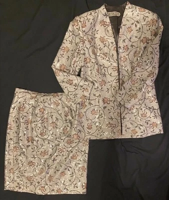 $5000 VTG New Bespoke Peggy Jennings 10 12 Skirt Suit Silk Formal Custom Couture - Image 1 of 4