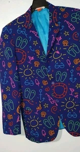 NWOT OppoSuits Doodle Dude Men’s Tropical Bazer Size 40 Party Purple Multi Color - Picture 1 of 15