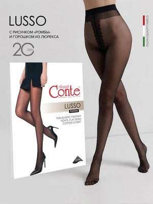 Conte TIGHTS Fantasy Design 20 DEN Pantyhose LUSSO Diamond Lurex Polka Dots - Image 1 of 4