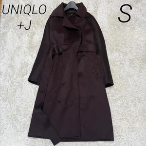 UNIQLO  Jil Sander Cashmere Blend Wrap Long Coat Brown Women’s Size S 445762 - Picture 1 of 9