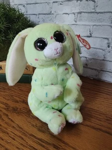 TY Beanie Babys Bäuche May Bunny Plüschanhänger grün Streusel Konfetti Glitzer 8 Zoll - Bild 1 von 9
