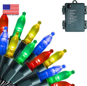 50 LED Outdoor Christmas Lights, 16 FT Mini String Light with 8 Modes, Waterproo - Picture 1 of 9