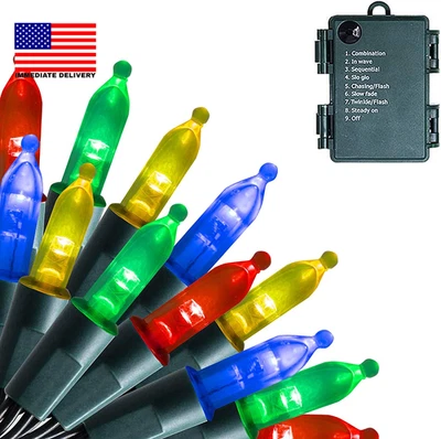 50 LED Outdoor Christmas Lights, 16 FT Mini String Light with 8 Modes, Waterproo - Image 1 of 4