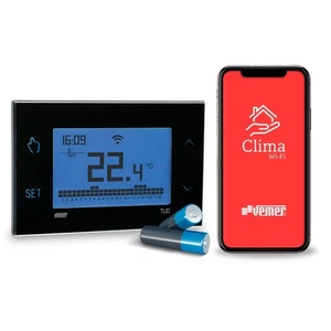 Termostat Wi-Fi VEMER VE788700 z zasilaniem bateryjnym – czarny, 13x9x3cm - Zdjęcie 1 z 5