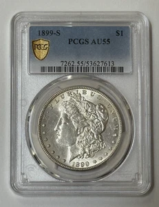 1899 S MORGAN SILVER DOLLAR (90% Silver) ~ PCGS AU55 ~ Key Date - Picture 1 of 2