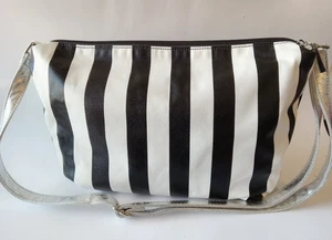 Unbranded Black & White Striped Beetlejuice Inspired Bag w/ Silver Adj Strap - Picture 1 of 13