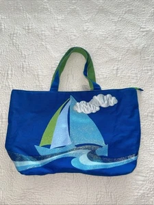 Tote Sailing Beach Zippered NOS NWT attached Coin Purse K-Mart - Picture 1 of 7