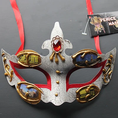Red Venetian Masquerade Mask Party Prom Wedding Halloween Costume  - Image 1 of 3