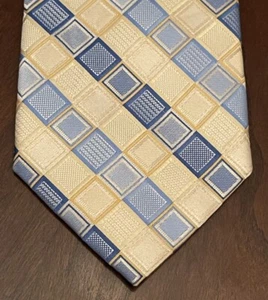 Platinum Designs Gold Blue Hand Made 100% Polyester Men’s Neck Tie Made In China - Picture 1 of 9
