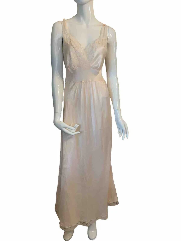 Camisón lencería vintage Barbizon caprichoso años 40 camisón largo 12 pijamas Foto 1 de 4