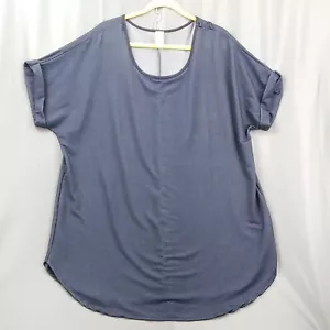 Denim-look Long Line Blouse Stretch Top Pull-over 3X - Picture 1 of 5