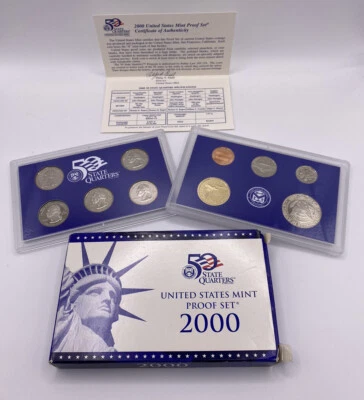 US 2000s STATE QUARTER PROOF SET IN HARD CASE INCLUDES MA, MD, NH, SC, VA (BB-6) - Image 1 of 4