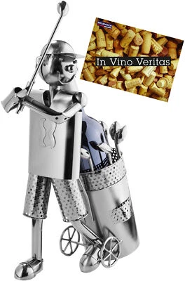 BRUBAKER Wine Bottle Holder Statue Huge Golfer During Teeing - Image 1 of 4