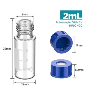 Simpure 5000pcs 2ml Clear 9-425 Autosampler Vials Screw Caps Mark Area Non-toxic - Picture 1 of 9