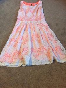 Xhilaration Womens Small S/P Coral Orange Dress White Lace Sleeveless - Picture 1 of 7