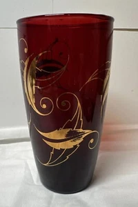 Vintage Red Gold Drinking Glass - Picture 1 of 9