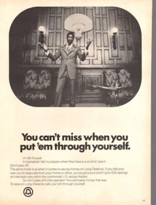 advertising print 1977 Bell Telephone Long Distance Bill Russell Basketball hoop - Picture 1 of 1