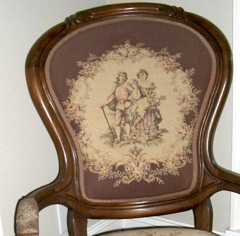 Antique Parlor chair  1800's  Victorian  Needlepoint Brown  cat #39 Cover