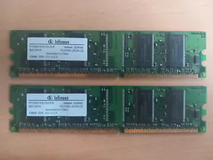 RAM DDR1 2x 128 Mb - DDR 333 16Mx64 PC2700U-25330-C0 Infineon HYS64D16301GU-6-B - Picture 1 of 1