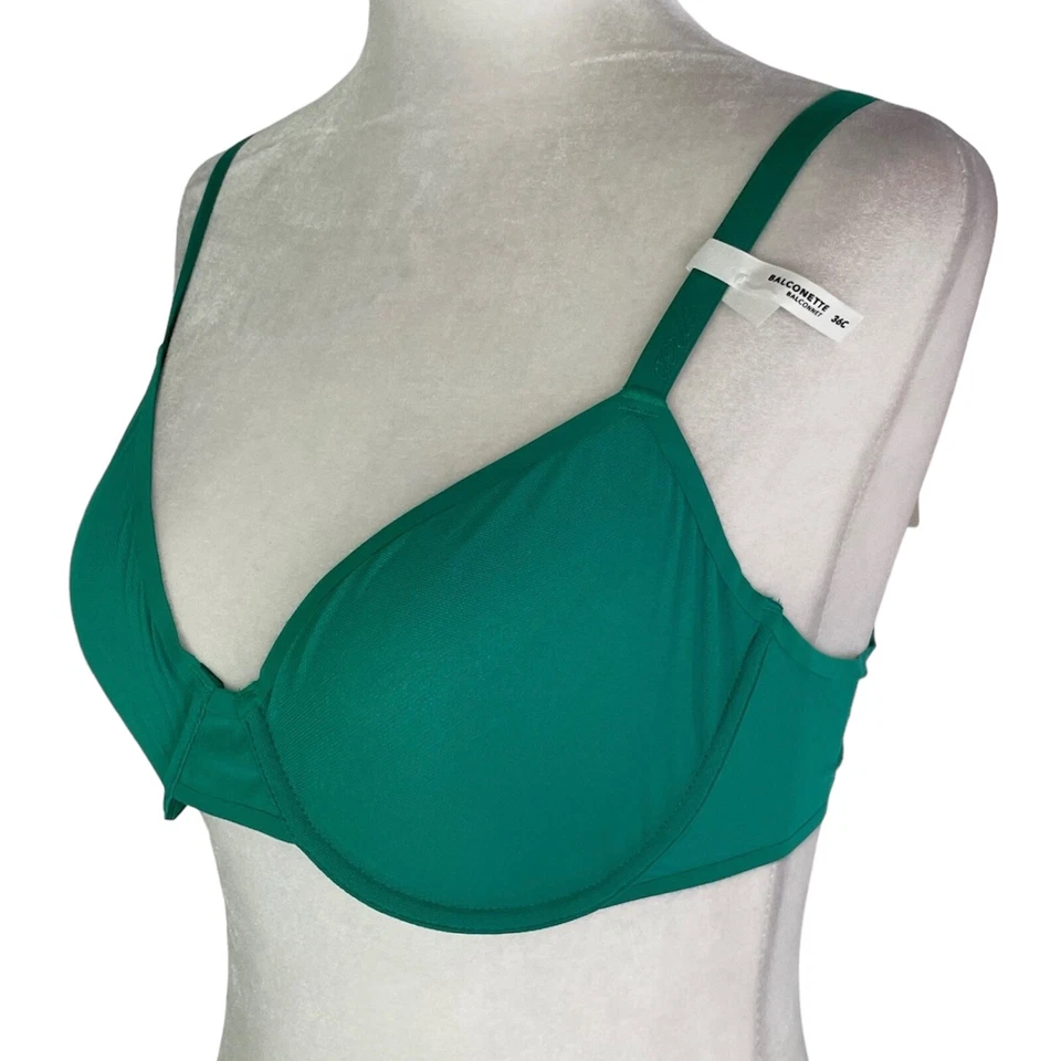 Aerie SMOOTHEZ Mesh Unlined Underwire Balconette Bra Green Envy Size 36C